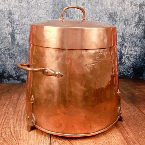 Antique Art Noveau Copper Bin